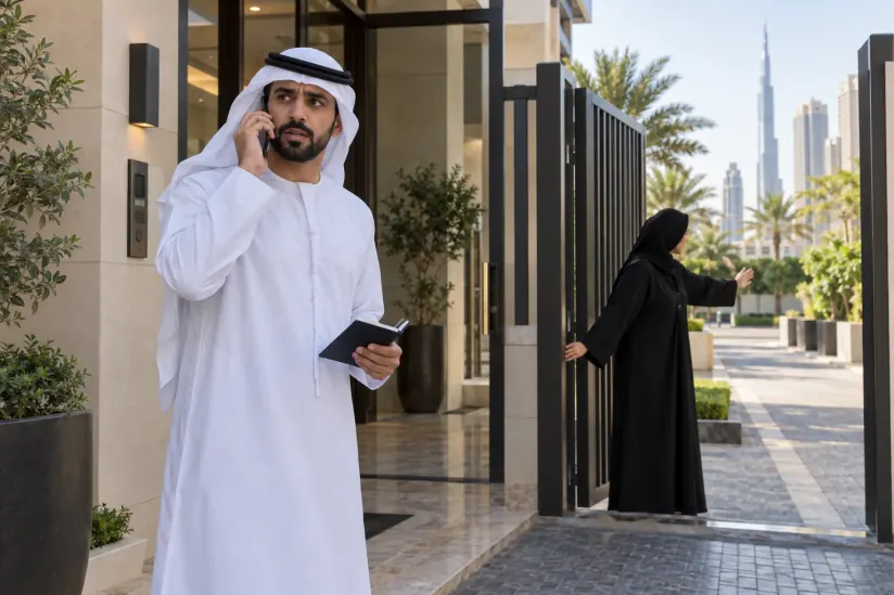 بالغ يستخدم الهاتف لتوضيح موقع حالة طارئة